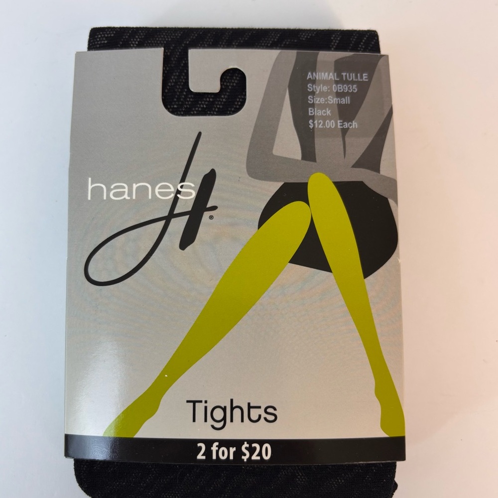 Hanes Animal Tulle Tights Nylon Spandex Style 0B935 Black Size Small